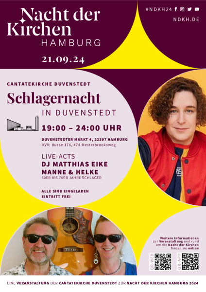 Plakat Schlagernacht Duvenstedt 21.9.2024 - Copyright: NdKHH über Daniel Wagner