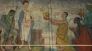 Anbetung der Könige &#150; Wandbild aus der Haselauer Dreikönigskirche. Foto: Andreas-M. Petersen. - Copyright: Andreas-M. Petersen