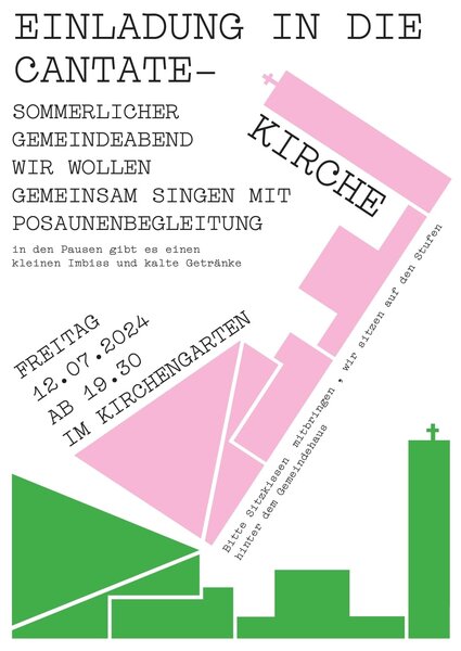Plakat für einen Gemeindeabend am 12.7. 19.30h - Copyright: Caspar Gleiss