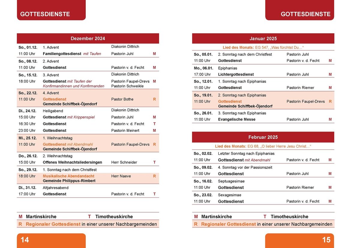 Ev.-Luth. Kirchengemeinde Hamburg-Horn Gemeindemagazin Dezember 2024 - Februar 2025 - Gottesdienste