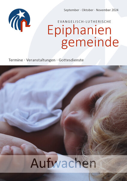 Cover Epiphaniengemeinde Gemeindebrief 82 Titel Aufwachen Foto schlafendes Kleinkind - Copyright: Marja Reher – mare grafikdesign