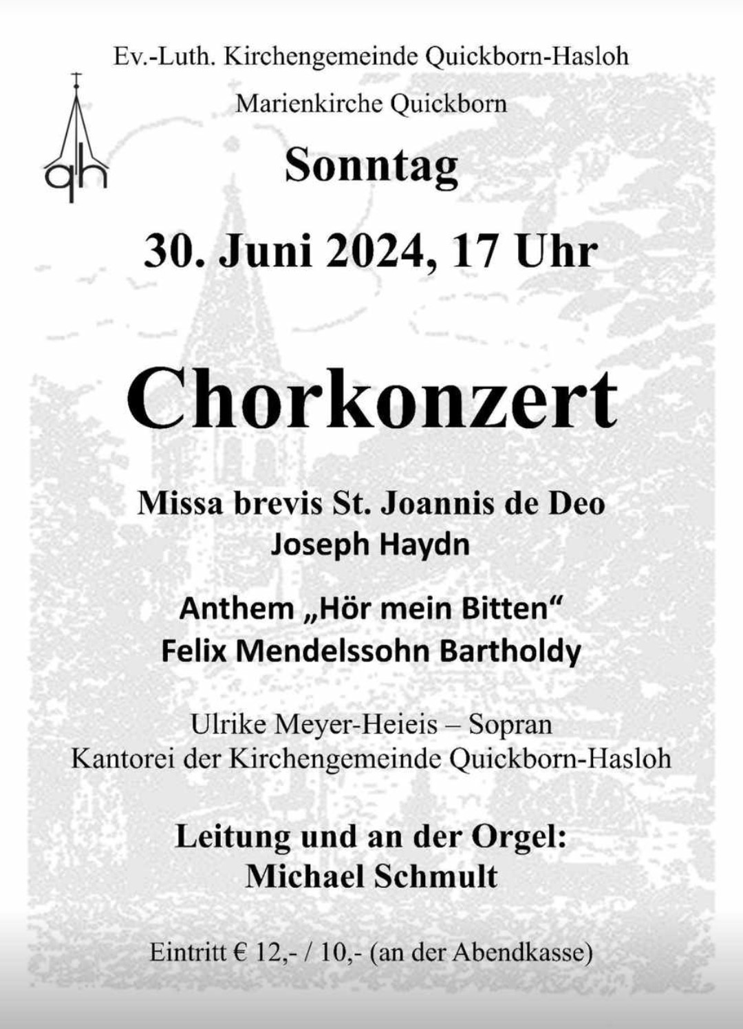 Plakat für das Chorkonzert 30. Juni 2024